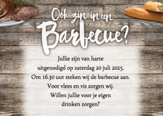 Barbecue uitnodiging met wijn en bier - Uitnodigingen - Kaartje2go