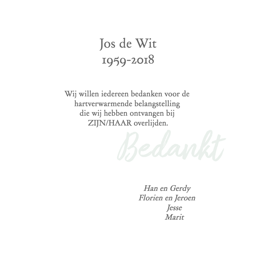 Bedankkaart rouw na overlijden met foto Kaartje2go Bedankkaart rouw na overlijden met foto Kaartje2go