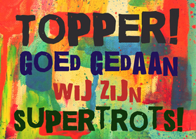 Gefeliciteerd kaart. Gefeliciteerd postbus. Je hebt het gedaan. Viering