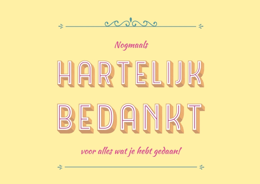 Hartelijk bedankt geel - Bedankkaartjes | Kaartje2go