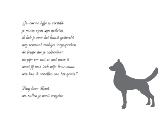 nr27-afscheid-hond - Condoleancekaarten - Kaartje2go