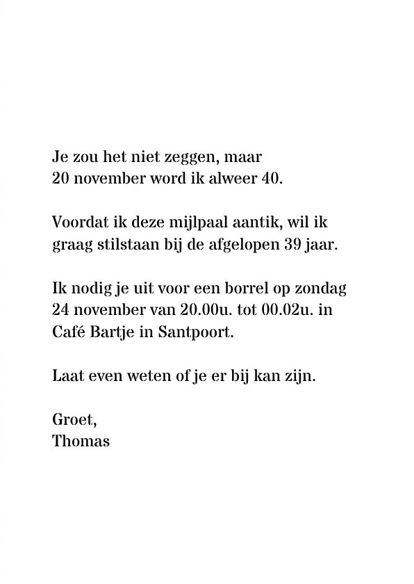 Verjaardag 40 Jaar Kaart Verjaardag 40 Jaar Kaart